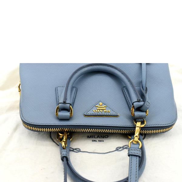 PRADA Fuoco Lux Saffiano Leather Crossbody Bag Light Blue