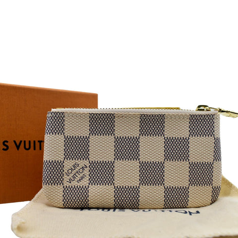 LOUIS VUITTON Key Coin Pouch Damier Azur White