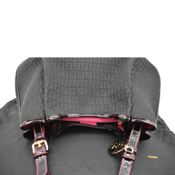 Fendi Zucchino Print Canvas Shopping Tote Bag Black - Top