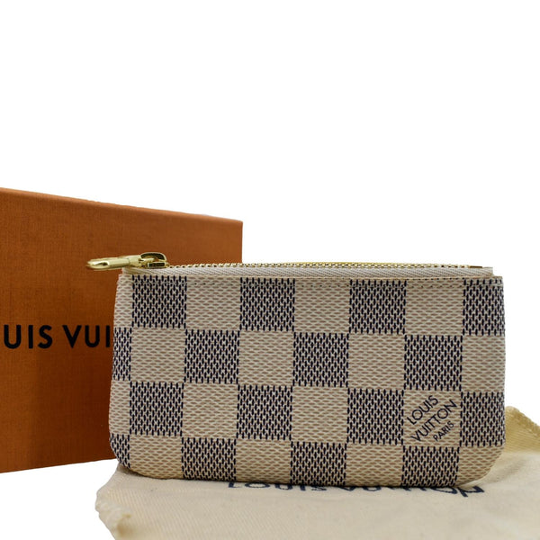 LOUIS VUITTON Key Coin Pouch Damier Azur White