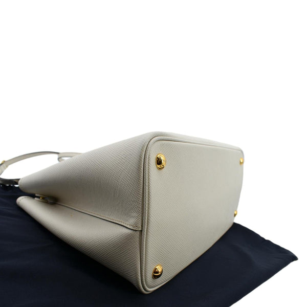 PRADA Medium Double Saffiano Leather Crossbody Bag White - Hot Deals