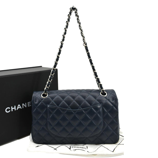 CHANEL Classic Flap Medium Leather Shoulder Bag Blue