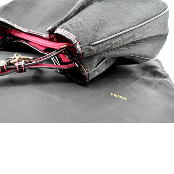 Fendi Zucchino Print Canvas Shopping Tote Bag Black - Top Left
