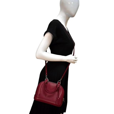 LOUIS VUITTON Alma BB Epi Leather Satchel Crossbody Bag Red