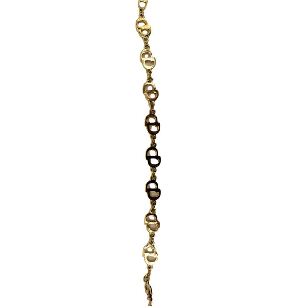 CHRISTIAN DIOR CD Logo Chain Link Short Bracelet Gold