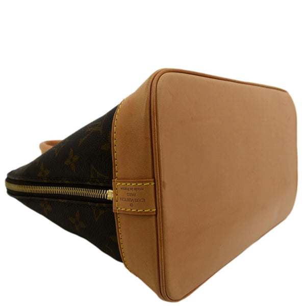 Louis Vuitton Alma PM Monogram Canvas Satchel Bag Brown - Bottom Left