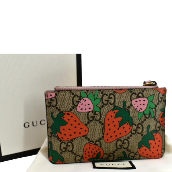 GUCCI Strawberry Printed Monogram Canvas Key Case Multicolor 573841