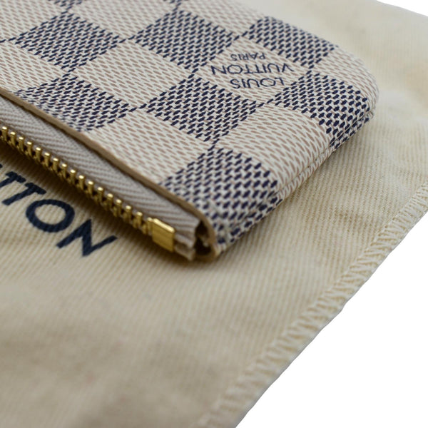 LOUIS VUITTON Key Coin Pouch Damier Azur White
