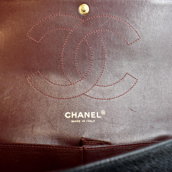 CHANEL Classic Jumbo Double Flap Caviar Leather Shoulder Bag Black