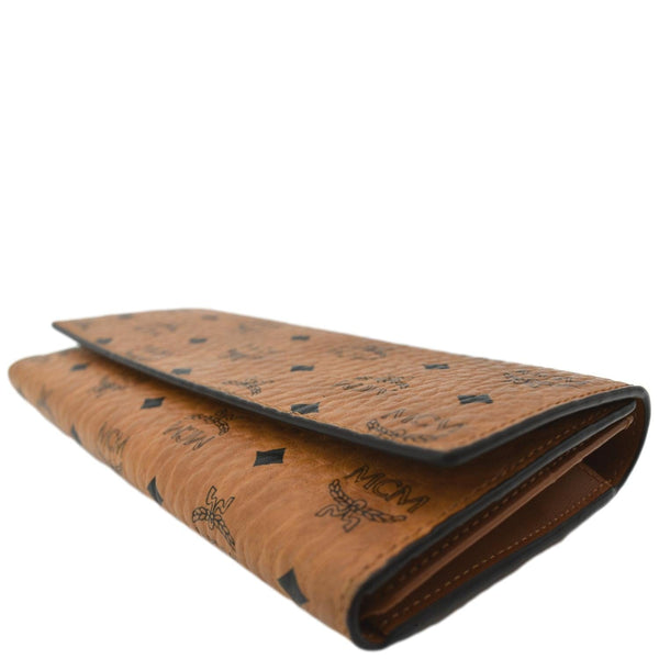 MCM Trifold Large Visetos Monogram Coated Canvas Wallet Cognac