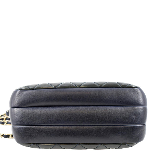 Chanel Double Zip Patent Leather Shoulder Bag Navy Blue - Bottom