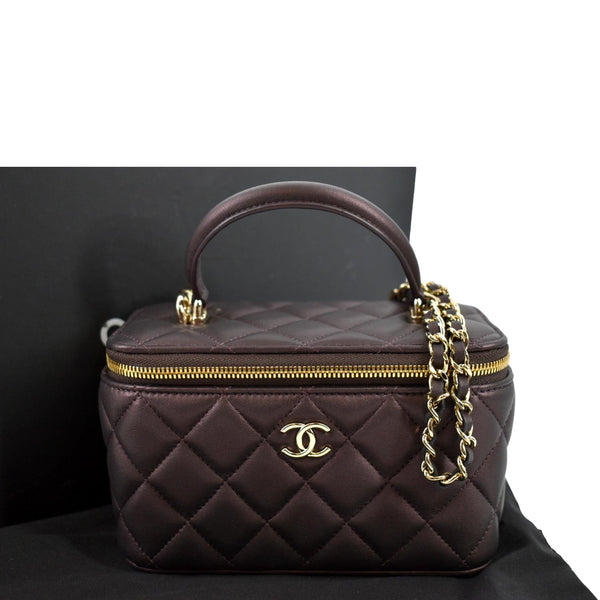 CHANEL Vanity Case Quilted Leather Crossbody Bag Maroon