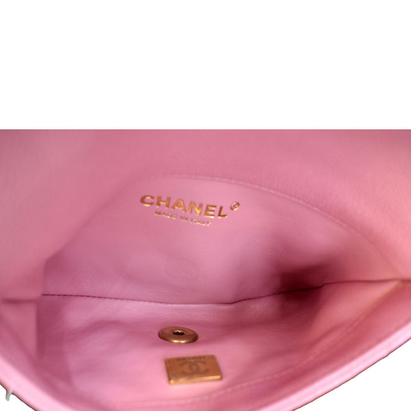 CHANEL Shiny Pick Me Up Flap Caviar Leather Belt Bag Pink
