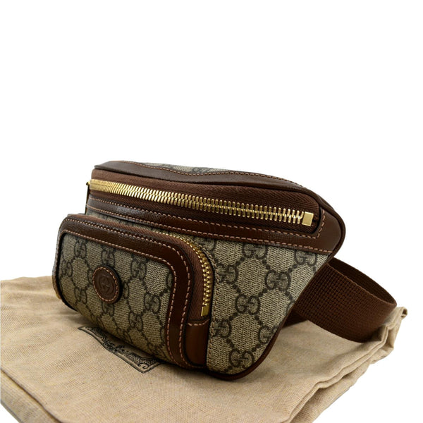 GUCCI Interlocking G Supreme Canvas Belt Bag Beige 682933
