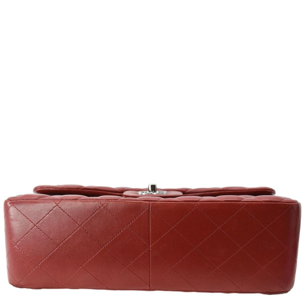 CHANEL Medium Double Flap Lambskin Leather Shoulder Bag Red