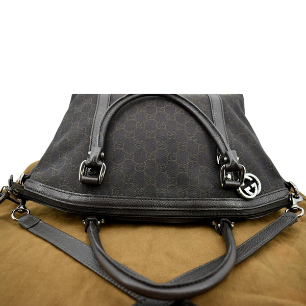 GUCCI Top Handle GG Canvas Tote Crossbody Bag Brown 341503