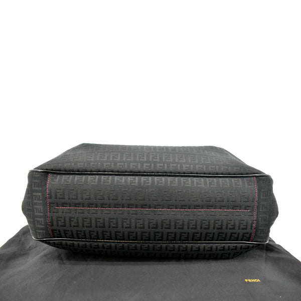 Fendi Zucchino Print Canvas Shopping Tote Bag Black -Bottom