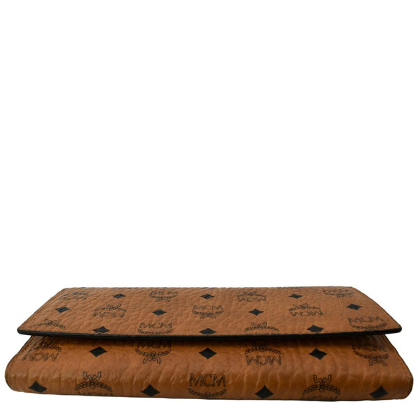 MCM Trifold Large Visetos Monogram Coated Canvas Wallet Cognac