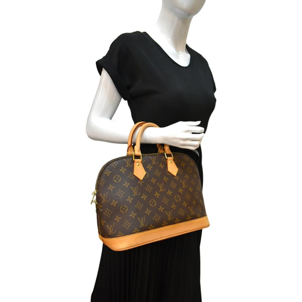 Louis Vuitton Alma PM Monogram Canvas Satchel Bag Brown - Full View