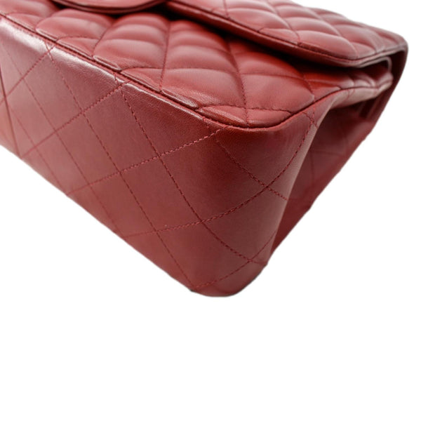 CHANEL Medium Double Flap Lambskin Leather Shoulder Bag Red