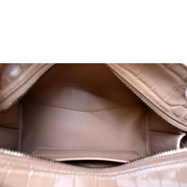 BALENCIAGA Neo Classic City Mini Croc Top Handle Shoulder Bag Brown