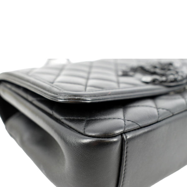 CHANEL Filigree CC Chain Around Leather Crossbody Bag Black