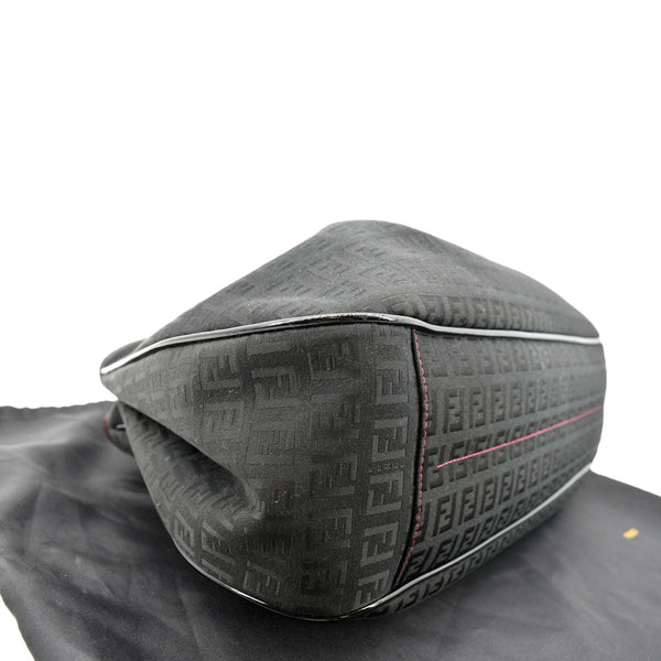 Fendi Zucchino Print Canvas Shopping Tote Bag Black - Bottom Left