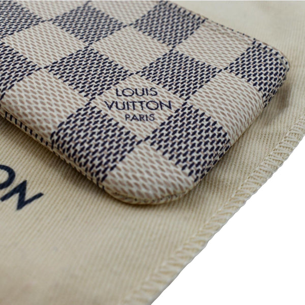 LOUIS VUITTON Key Coin Pouch Damier Azur White
