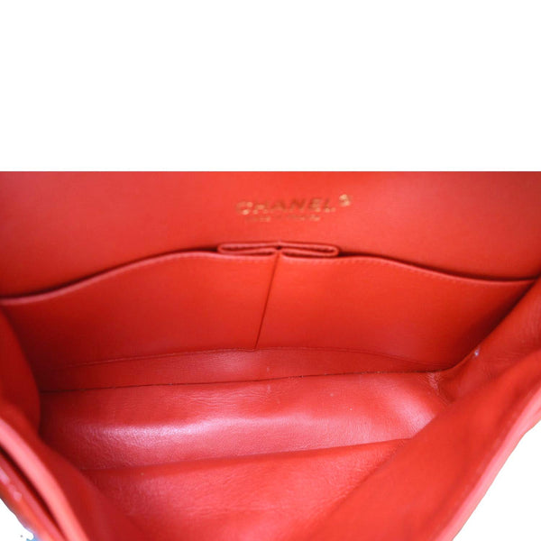 CHANEL Classic Medium Double Flap Patent Leather Shoulder Bag Red