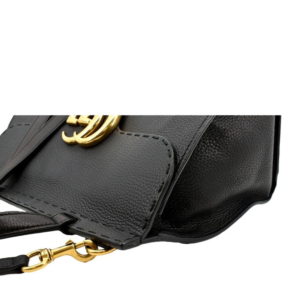 Gucci GG Marmont Leather Top Handle Shoulder Bag Black - Top Left