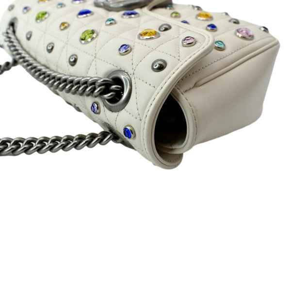 GUCCI GG Marmont Crystal-Embellished Crossbody Bag White 443497