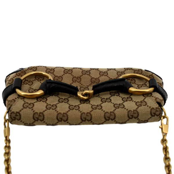 GUCCI Horsebit GG Canvas Clutch Bag Beige 114923