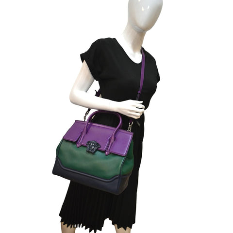 VERSACE Palazzo Empire Leather Crossbody Bag Purple