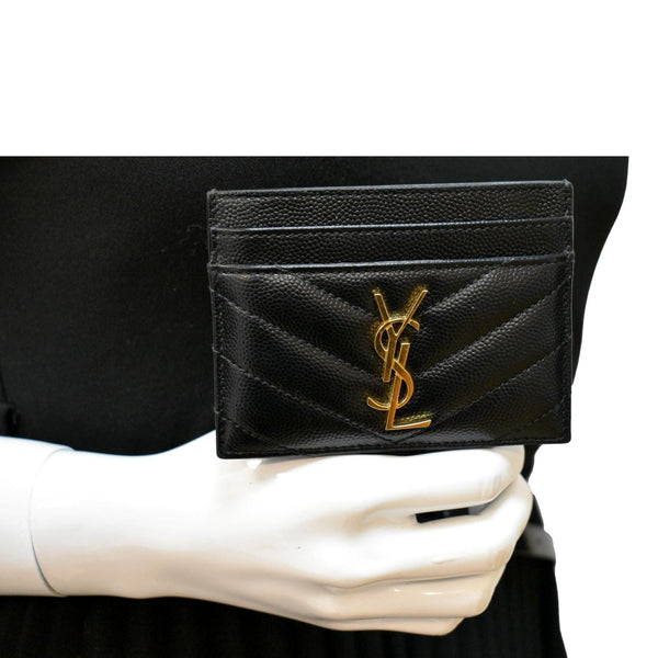 Yves Saint Laurent Monogram Grain Leather Card Case - Full View