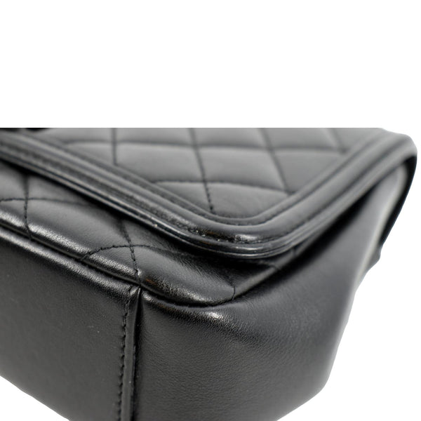 CHANEL Filigree CC Chain Around Leather Crossbody Bag Black