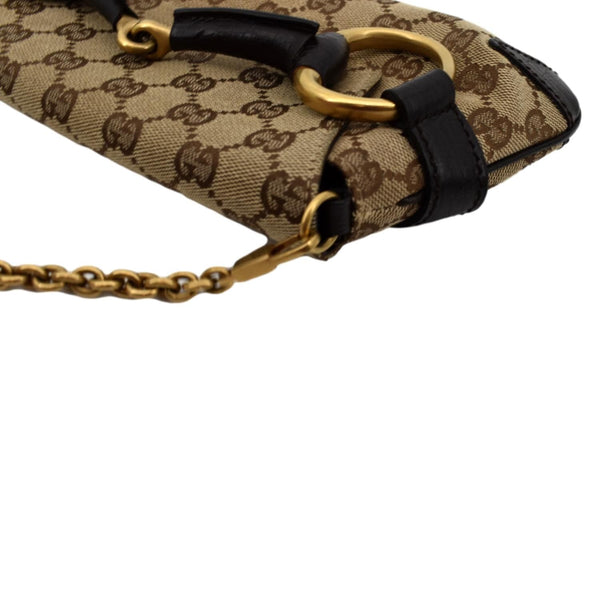 GUCCI Horsebit GG Canvas Clutch Bag Beige 114923