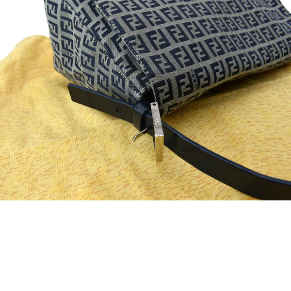 FENDI Mamma Baguette Zucca Hobo Shoulder Bag Grey