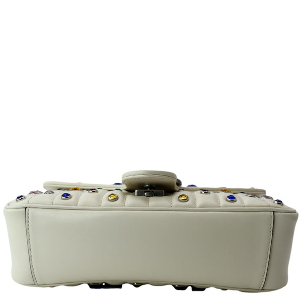 GUCCI GG Marmont Crystal-Embellished Crossbody Bag White 443497