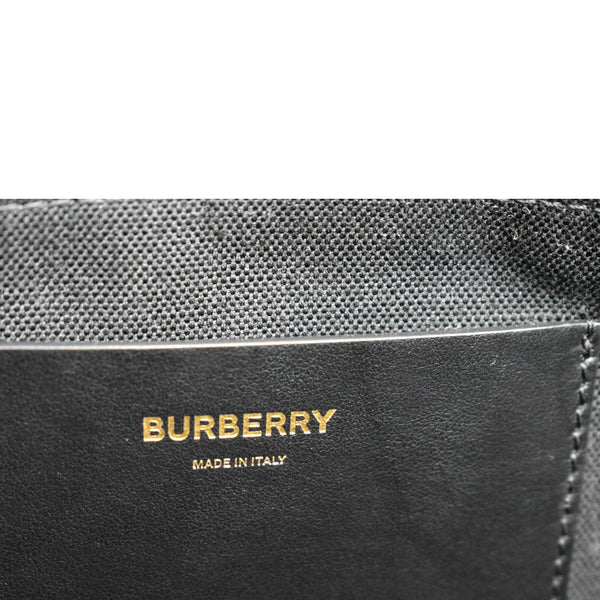 BURBERRY Freya Medium Calfskin Leather Canvas Hobo Natural
