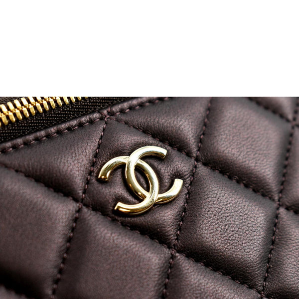 CHANEL Vanity Case Quilted Leather Crossbody Bag Maroon
