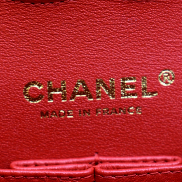 CHANEL Classic Medium Double Flap Patent Leather Shoulder Bag Red