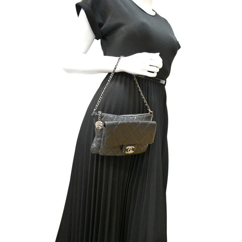 CHANEL Mineral Nights Flap Quilted Leather Shoulder Bag Black