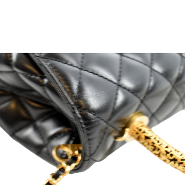 CHANEL Coco Mini Top Metal Handle Lambskin Leather Shoulder Bag Black
