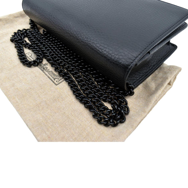 GUCCI GG Marmont WOC Leather Chain Crossbody Bag Black 497985