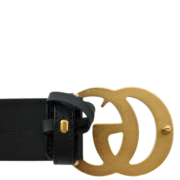 GUCCI Double G Buckle Leather Belt Black 400593 Size 95.38