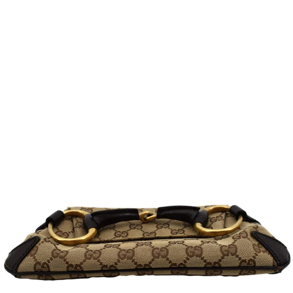 GUCCI Horsebit GG Canvas Clutch Bag Beige 114923