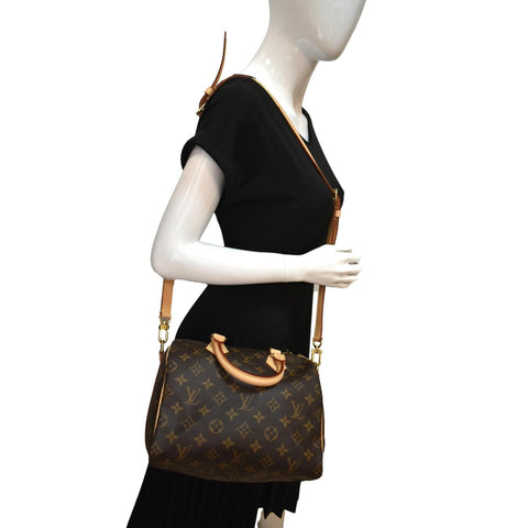 LOUIS VUITTON Speedy 25 Bandouliere Monogram Canvas Shoulder Bag Brown