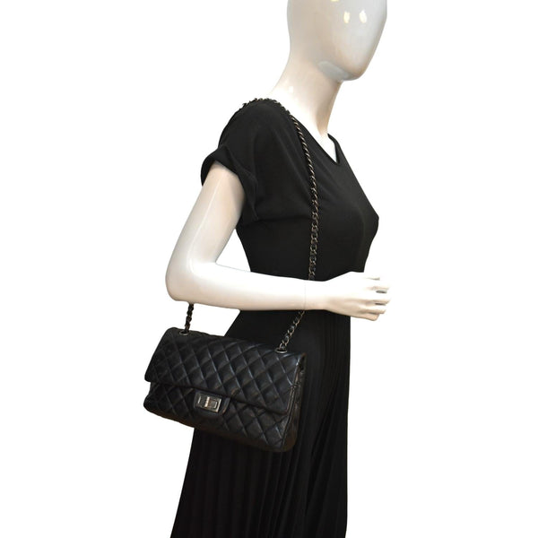 Chanel Reissue Flap Leather Shoulder Bag in Black - Full View