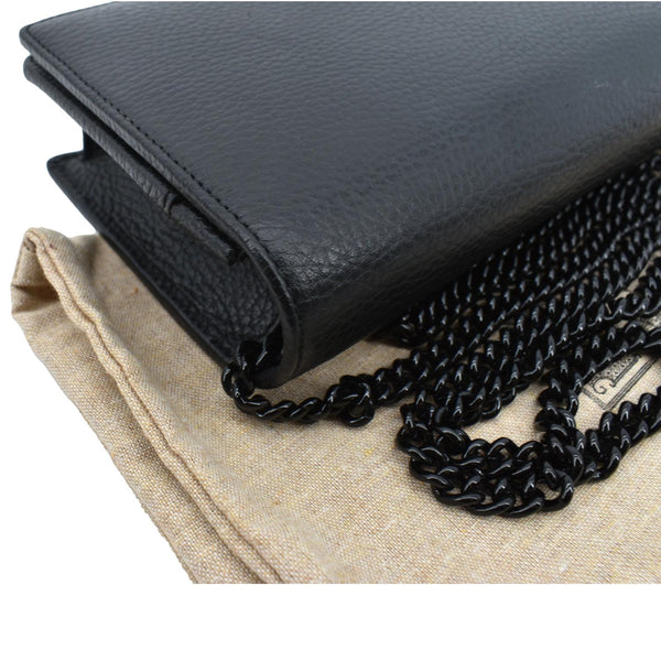 GUCCI GG Marmont WOC Leather Chain Crossbody Bag Black 497985