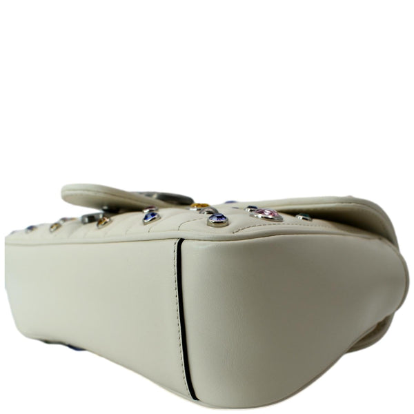 GUCCI GG Marmont Crystal-Embellished Crossbody Bag White 443497